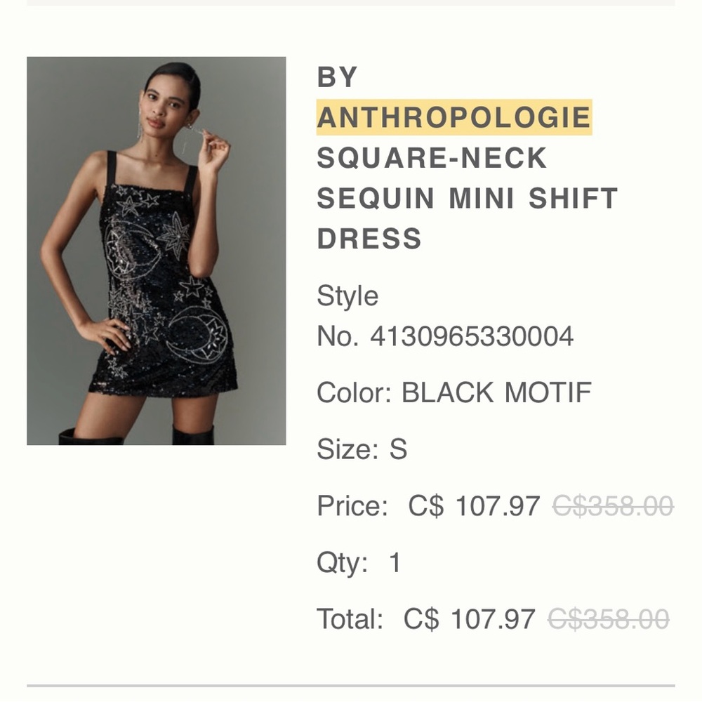 Anthropologie Black Square Neck Sheath Mini Dress